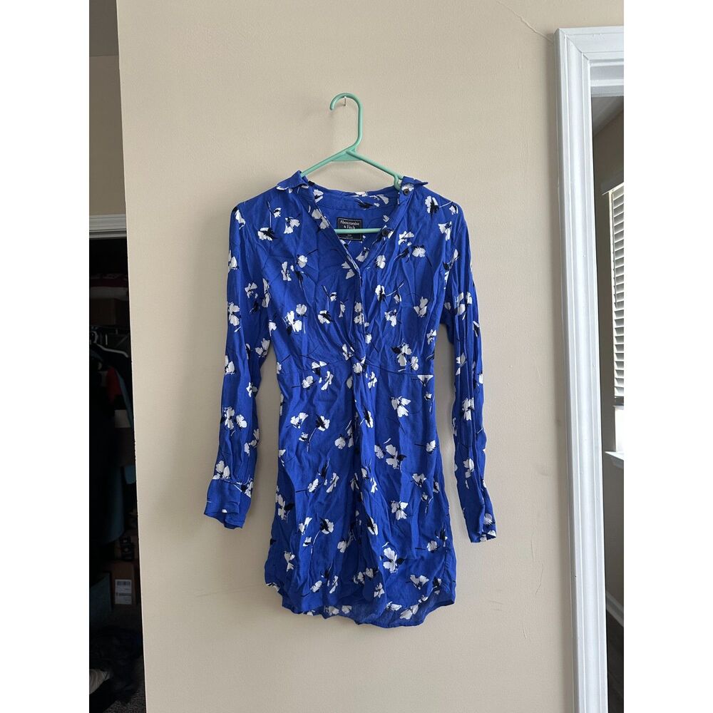Abercrombie & Fitch Blue Floral Twist-Front Mini Dress - Size XSP